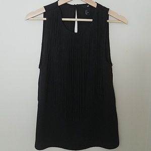 H&M sleeveless black fringed top